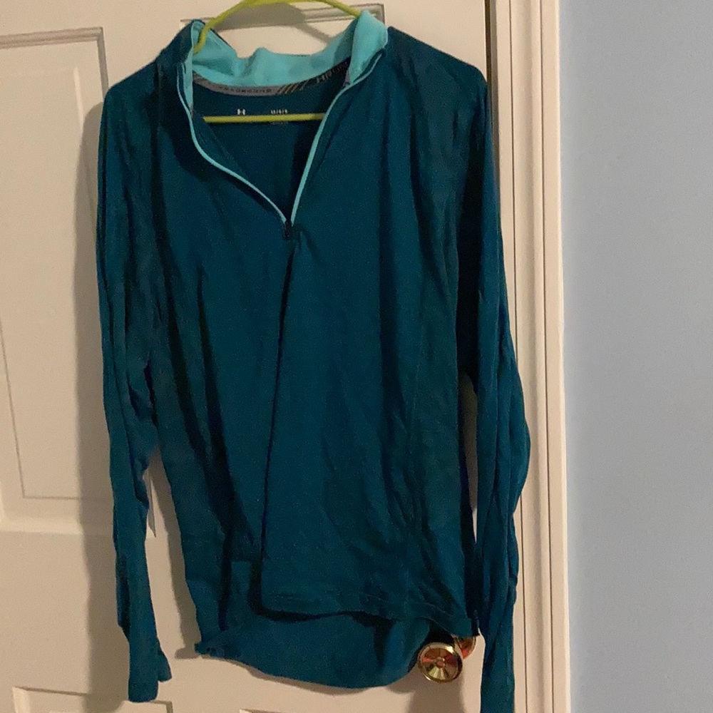 Under armour threadborne heatgear blue long sleeve